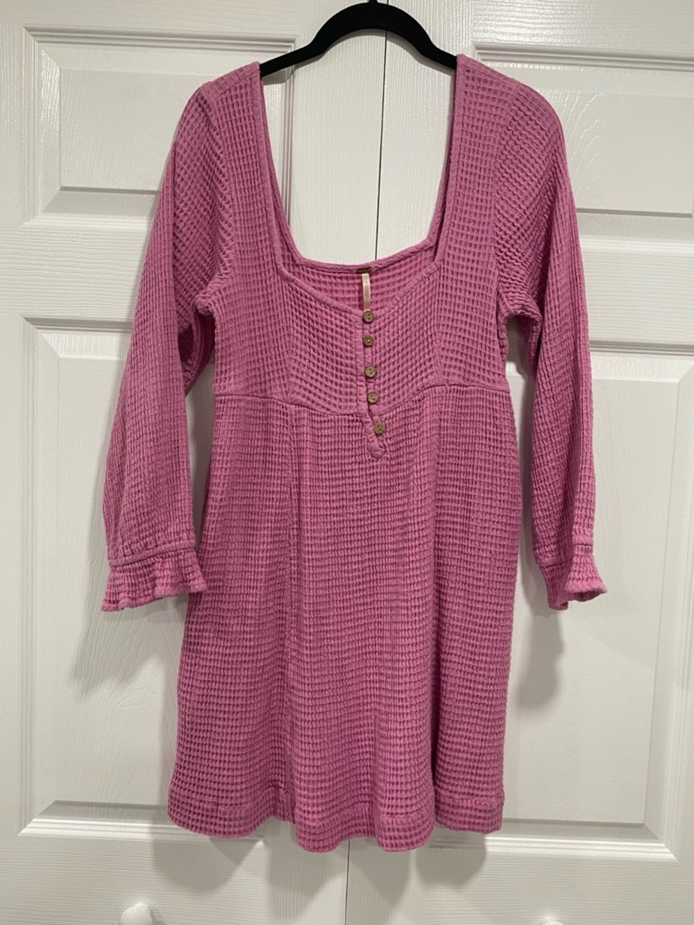 Free People S 100% Pink Cotton Go to Mini Waffle Knit Dress
